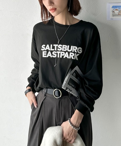 tシャツ 大人シンプル。ベーシックに映える厚盛プリント♪綿100％英字ロゴロンT レディース | classicalelf | 19