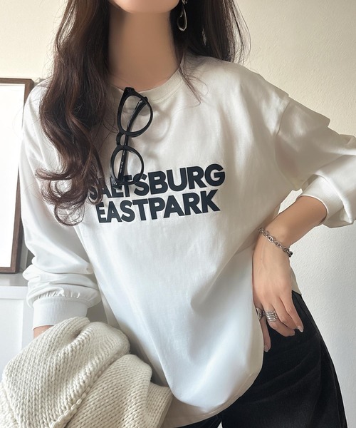 tシャツ 大人シンプル。ベーシックに映える厚盛プリント♪綿100％英字ロゴロンT レディース | classicalelf | 09