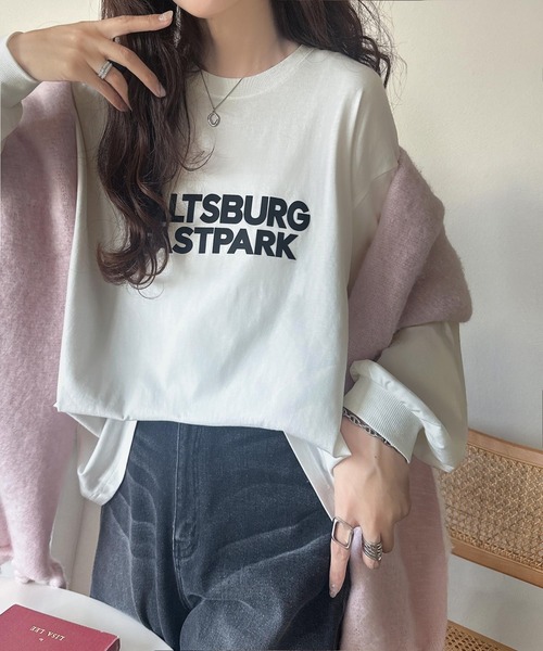 tシャツ 大人シンプル。ベーシックに映える厚盛プリント♪綿100％英字ロゴロンT レディース | classicalelf | 07