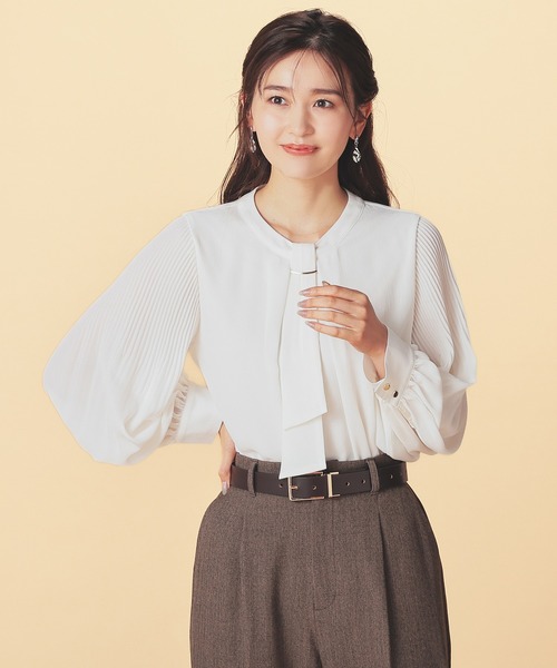 GLACIER lusso（グラシアルッソ） ブラウス シャツ 袖プリーツボウタイ