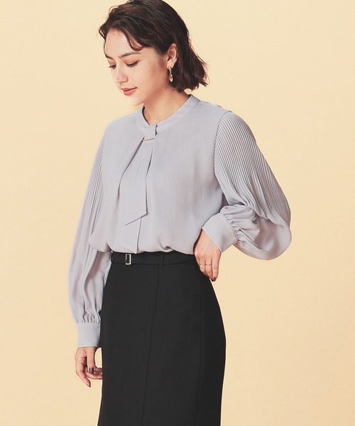 GLACIER lusso（グラシアルッソ） ブラウス シャツ 袖プリーツボウタイ