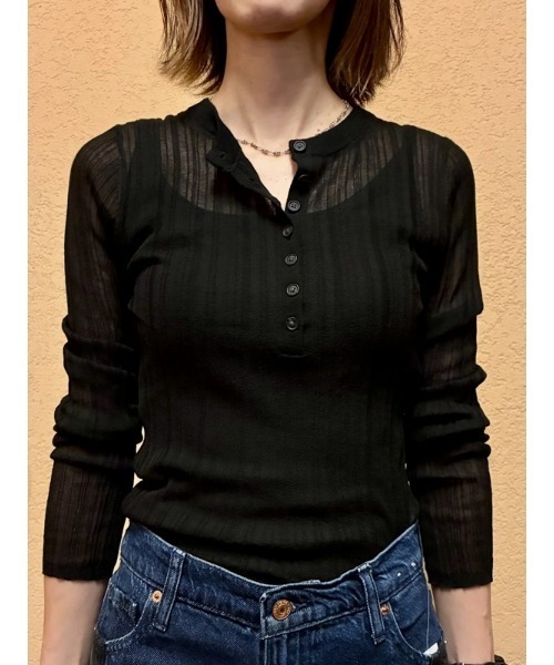 GAP（ギャップ） tシャツ シアー リブ ヘンリーネックセーター