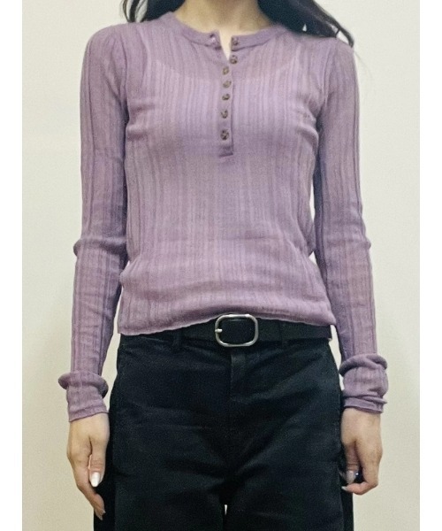 GAP（ギャップ） tシャツ シアー リブ ヘンリーネックセーター