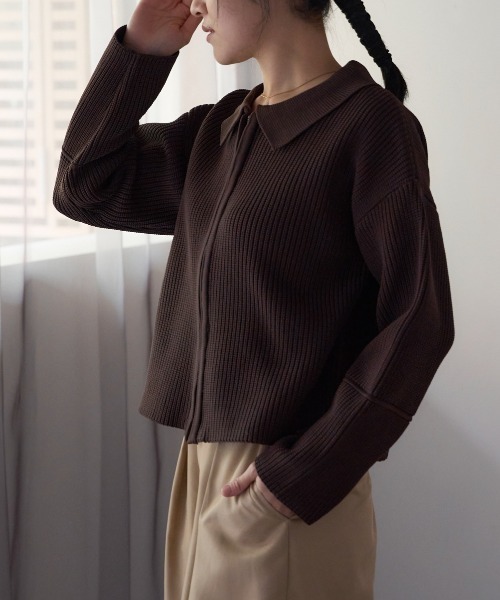 TRIANGLE PALETTE カーディガン 襟付き ダブルZIP スポンディッシュ