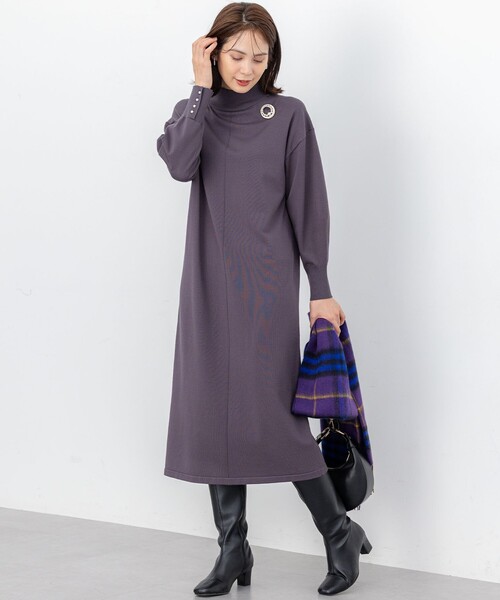 M.&KYOKO ダークグレー 長袖 アルパカ ニットワンピース 日本製 M.&KYOKO ダークグレー 長袖 アルパカ ニットワンピース 日本製 M