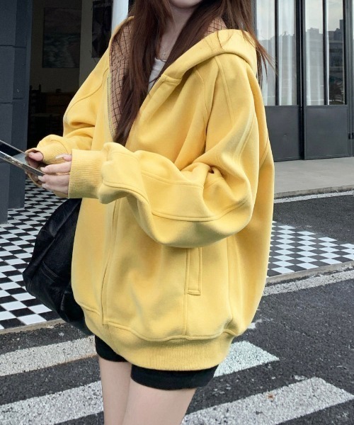 gossip!ロサンゼルス パーカー Y2K レトロチェック柄フード付きジップ