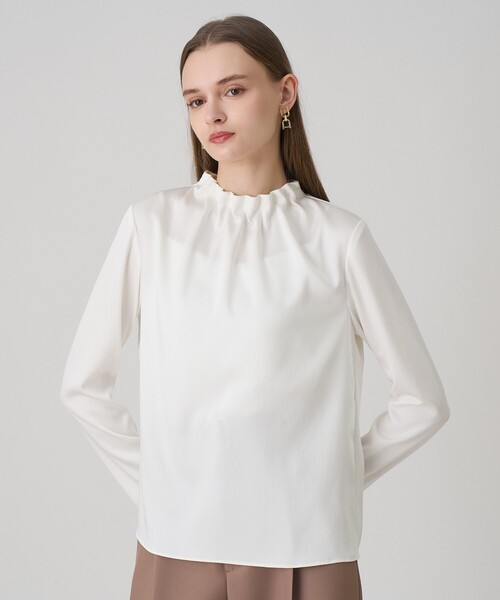 ANAYI（アナイ） ブラウス シャツ ハンマーサテンスタンド ブラウス