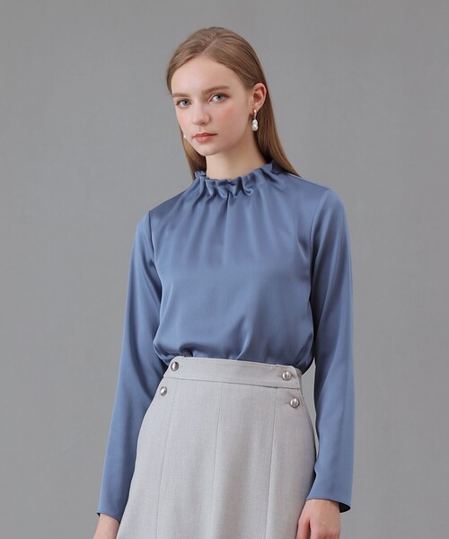 ANAYI ブラウス シャツ ハンマーサテンスタンド レディース : ZOZOTOWN