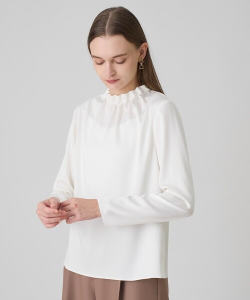 ANAYI（アナイ） ブラウス シャツ ハンマーサテンスタンド ブラウス