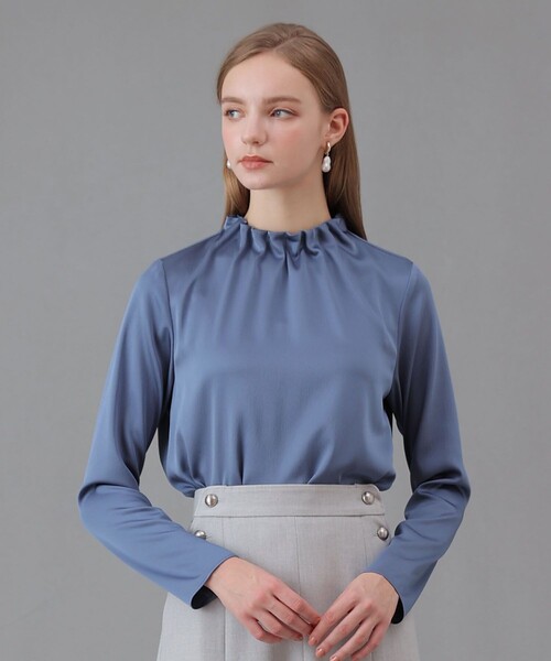 ANAYI（アナイ） ブラウス シャツ ハンマーサテンスタンド ブラウス