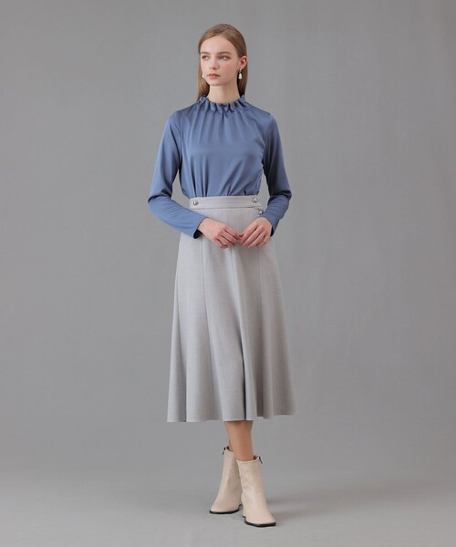 ANAYI（アナイ） ブラウス シャツ ハンマーサテンスタンド ブラウス