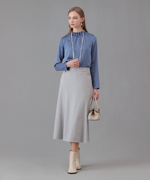 ANAYI（アナイ） ブラウス シャツ ハンマーサテンスタンド ブラウス