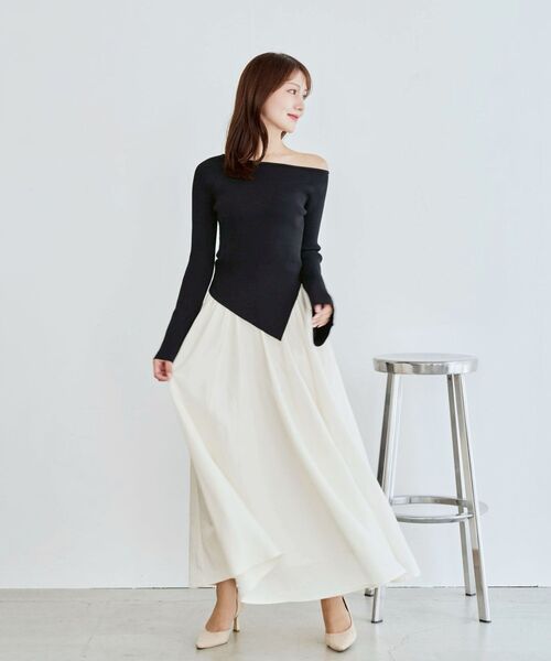 cle blatt ワンピース アシメドッキングニットワンピース : ZOZOTOWN