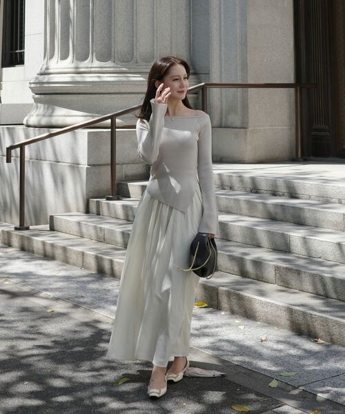 Cle blatt アシメドッキングニットワンピース M アイボリー cle blatt ワンピース アシメドッキングニットワンピース : ZOZOTOWN