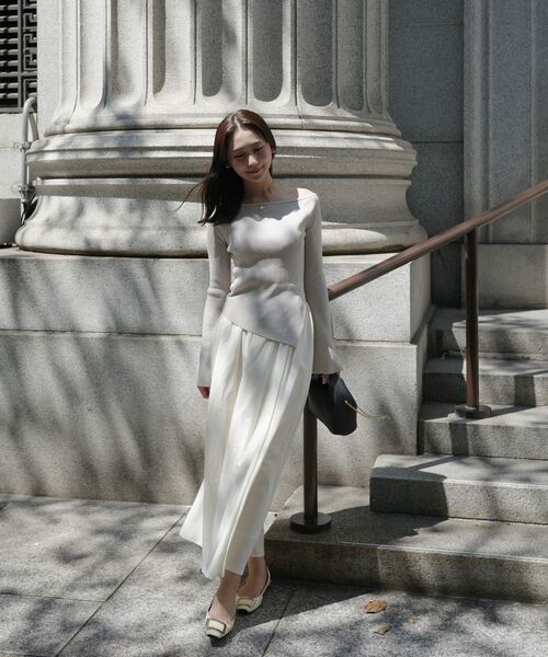 Cle blatt アシメドッキングニットワンピース M アイボリー cle blatt ワンピース アシメドッキングニットワンピース : ZOZOTOWN