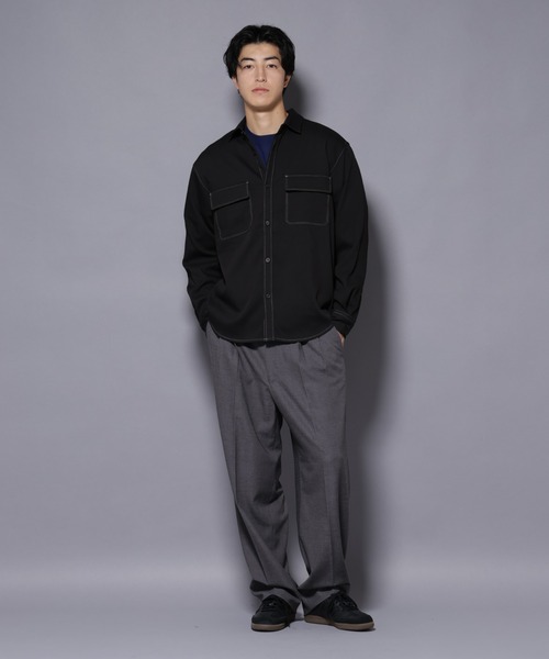 NANO universe（ナノ・ユニバース） シャツ ストレッチツイルフラップ