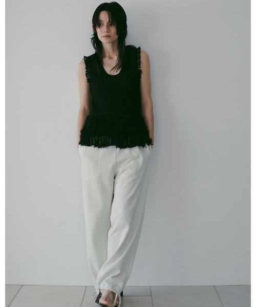 anuke（アンヌーク） タンクトップ ノースリーブ Fringe Knit Tanktop