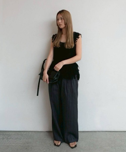 anuke（アンヌーク） タンクトップ ノースリーブ Fringe Knit Tanktop