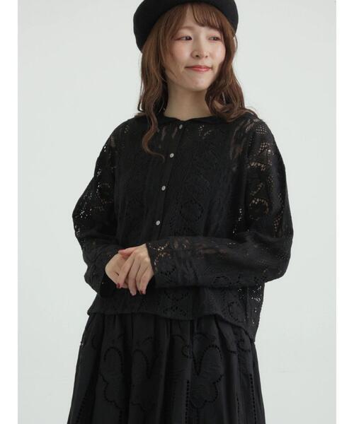 TSUHARU by Samansa Mos2 編み立て襟レースブラウス セール】 編み立て襟レースブラウス（オフホワイト/ブラック/ベージュ