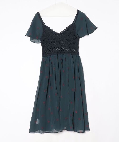 「FREE PEOPLE」 半袖ワンピース - ネイビー レディース_画像2