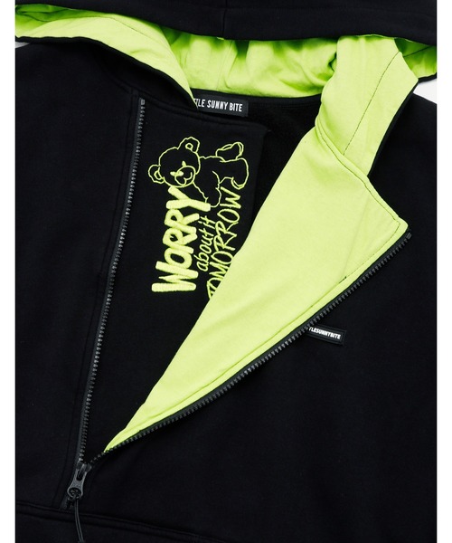 「Little sunny bite」 ジップアップパーカー MEDIUM ブラック レディース_画像4