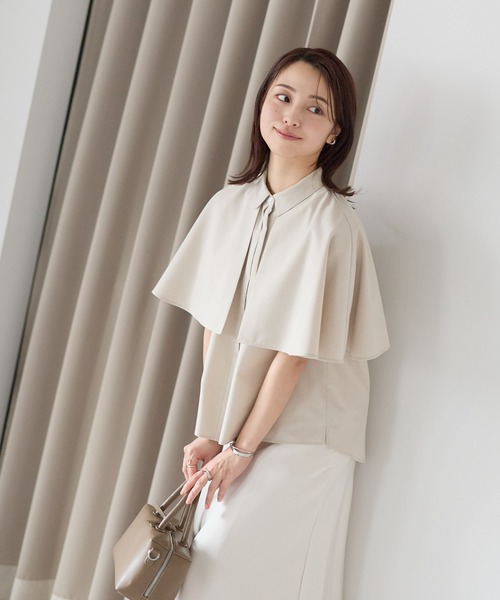 BONCIERGE meets Audire ブラウス シャツ 半袖 ケープ付 2WAY 半袖