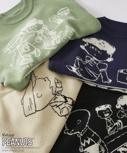 「Vintage PEANUTS」 長袖ニット MEDIUM アイボリー メンズ_画像2