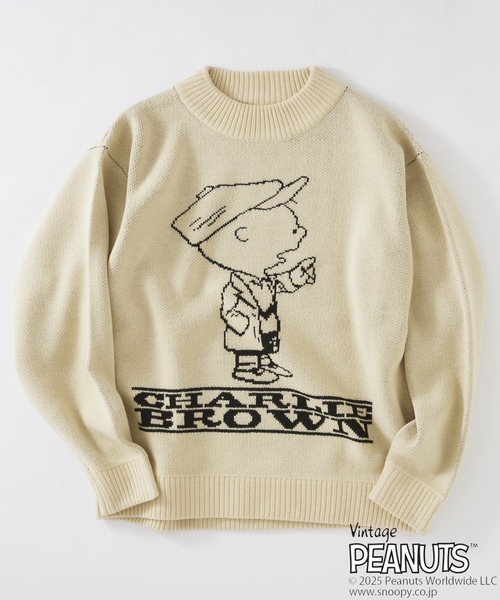 「Vintage PEANUTS」 長袖ニット MEDIUM アイボリー メンズ_画像6