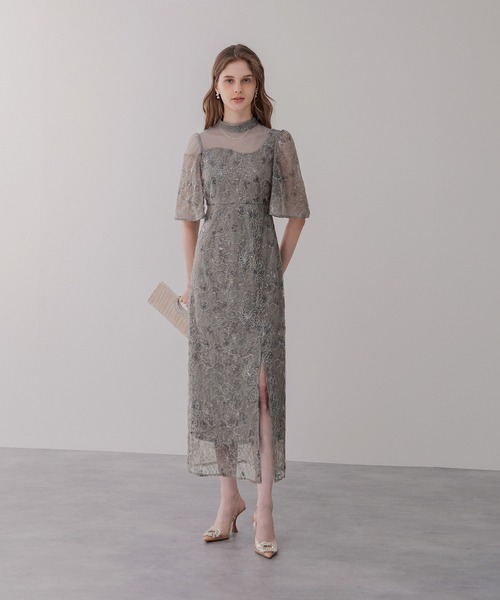「Leja」 半袖ワンピース SMALL グレー レディース_画像9