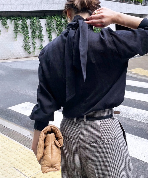「VERMEIL par iena」 長袖ブラウス - ブルー レディース_画像4