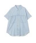 ブラウス シャツ 半袖 シアーデニム2WAYビ...の詳細画像1
