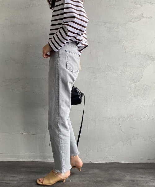 「BLACK BY MOUSSY」 デニムパンツ 23 ライトグレー レディース_画像5