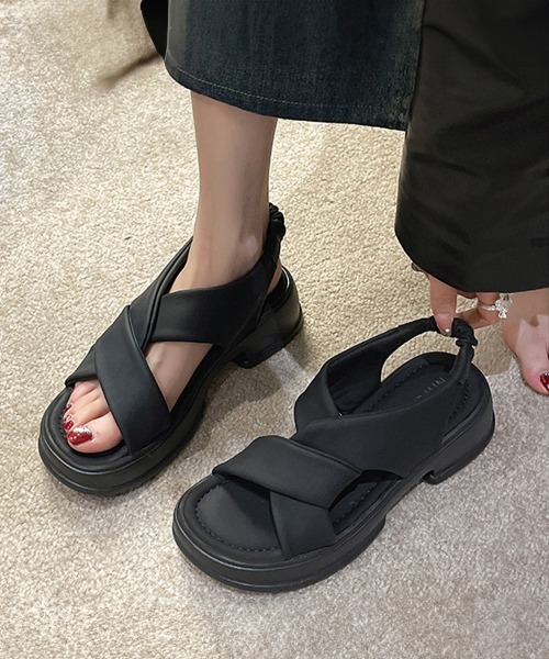 「Miniministore」 フラットサンダル 22.5cm ブラック レディース_画像3