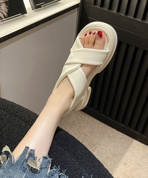 「Miniministore」 フラットサンダル 22.5cm ブラック レディース_画像6
