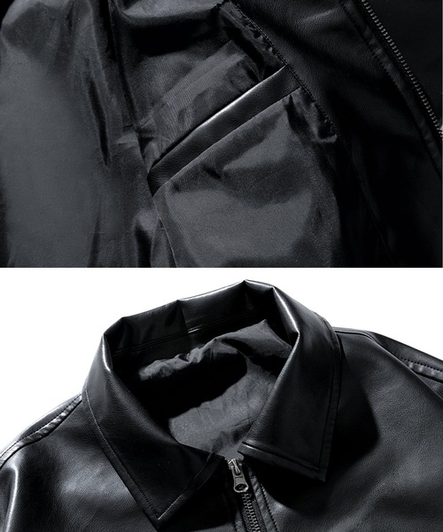 「JOHNNY WOLF」 レザーブルゾン M ブラック メンズ_画像7