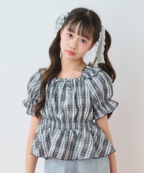 ★当時物　メゾピアノmezzopiano みみちゃんフリルキャミソール130 キャミソール フリルブラウス 半袖 メゾピアノ ジュニア シャーリング