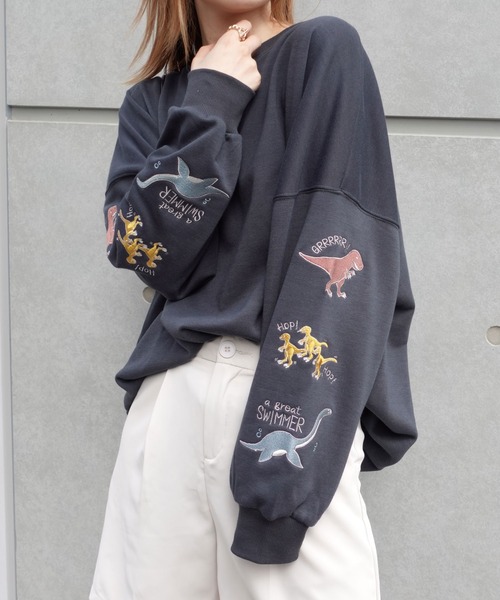 CORNERS トレーナー スウェット 袖チョコレート刺繍オーバー