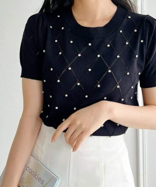 Loueme tシャツ ジュエルビジュートップス レディース : ZOZOTOWN 