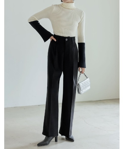 ☆25SS☆ダブルプリーツワイドパンツ/RECTO☆ Re:EDIT パンツ 「2024-25 WINTER COLLECTION」「低身長/高身長