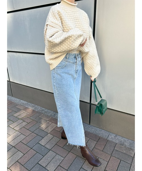 HEILIS ニット セーター ポップコーン編みハイネックプル