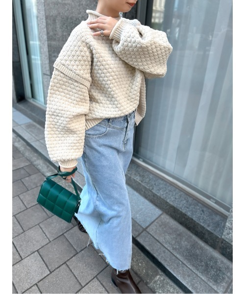 HEILIS ニット セーター ポップコーン編みハイネックプル