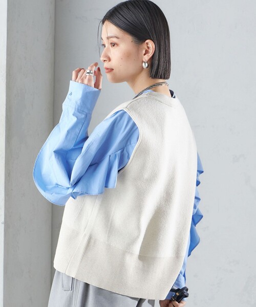 ベスト ジレ 「手洗い可能」ジャカード ロゴ ニット ベスト 24SS  レディース SHIPS ベスト ジレ 「手洗い可能」ジャカード ロゴ ニット 24SS