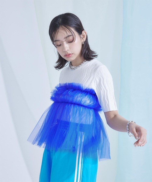 ♡美品♡ブルブブ♡チュールベアトップO/P miette（ミエット） チューブトップ ベアトップ チュールフリルベア