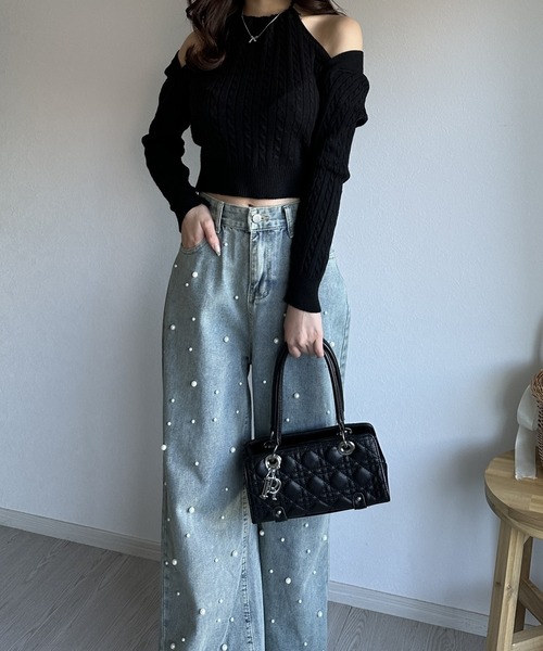 ジーンズ デニム デニムパンツ 「韓国ファッション春コーデに大活躍♪」パールデニムパンツ レディース | ブランド登録なし | 10