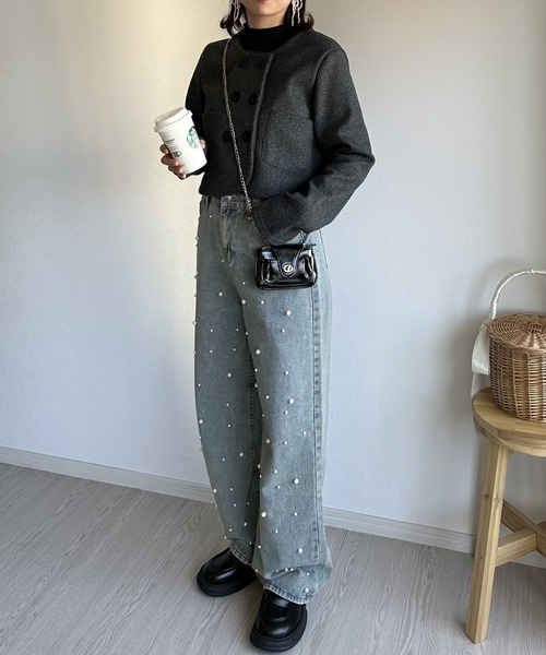 ジーンズ デニム デニムパンツ 「韓国ファッション春コーデに大活躍♪」パールデニムパンツ レディース | ブランド登録なし | 13