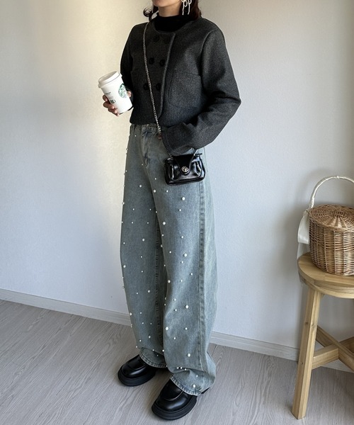 ジーンズ デニム デニムパンツ 「韓国ファッション春コーデに大活躍♪」パールデニムパンツ レディース | ブランド登録なし | 14