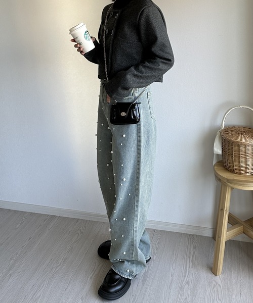 ジーンズ デニム デニムパンツ 「韓国ファッション春コーデに大活躍♪」パールデニムパンツ レディース | ブランド登録なし | 15