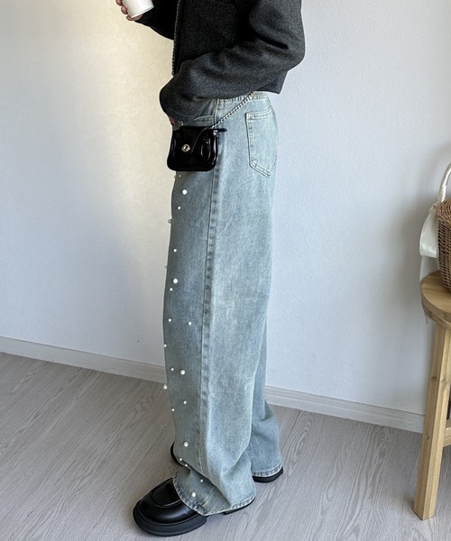 ジーンズ デニム デニムパンツ 「韓国ファッション春コーデに大活躍♪」パールデニムパンツ レディース | ブランド登録なし | 16