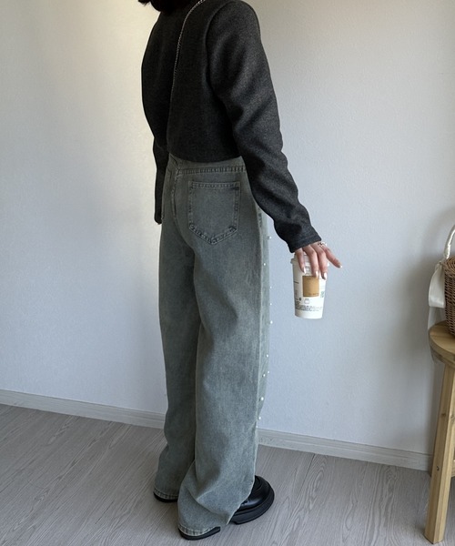 ジーンズ デニム デニムパンツ 「韓国ファッション春コーデに大活躍♪」パールデニムパンツ レディース | ブランド登録なし | 19
