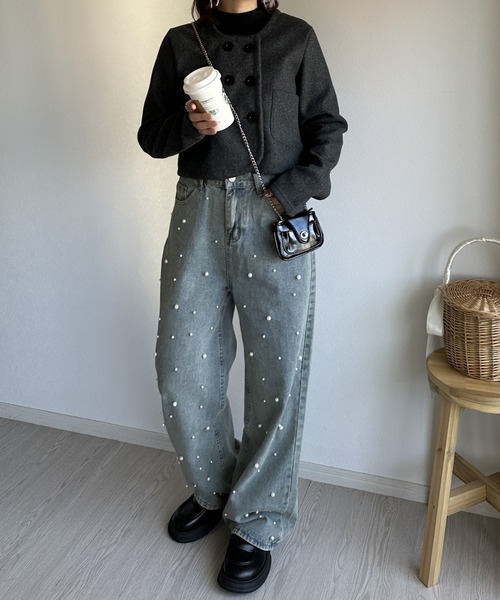 ジーンズ デニム デニムパンツ 「韓国ファッション春コーデに大活躍♪」パールデニムパンツ レディース | ブランド登録なし | 12